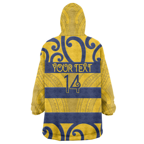 Bay of Plenty Custom Rugby New Zealand Wearable Blanket Hoodie Aotearoa Maori Pukana Tiki Mascot