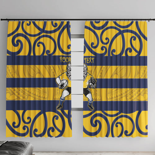 Bay of Plenty Custom Rugby New Zealand Window Curtain Aotearoa Maori Pukana Tiki Mascot
