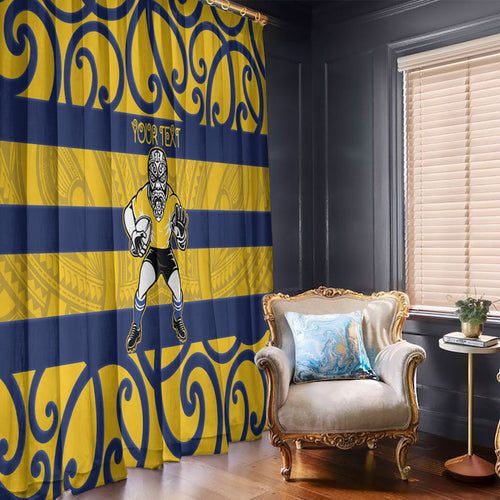 Bay of Plenty Custom Rugby New Zealand Window Curtain Aotearoa Maori Pukana Tiki Mascot