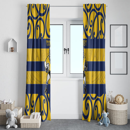Bay of Plenty Custom Rugby New Zealand Window Curtain Aotearoa Maori Pukana Tiki Mascot