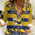 Bay of Plenty Custom Rugby New Zealand Women Casual Shirt Aotearoa Maori Pukana Tiki Mascot