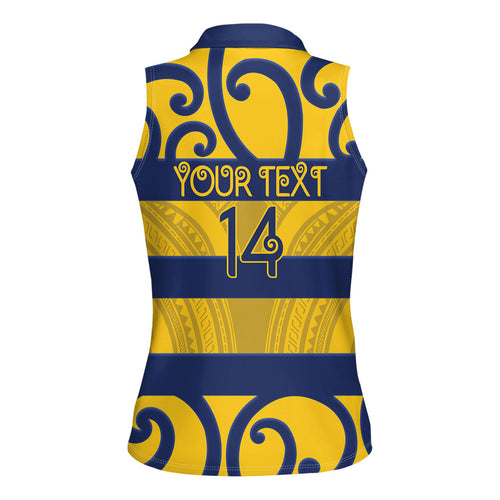 Bay of Plenty Custom Rugby New Zealand Women Sleeveless Polo Shirt Aotearoa Maori Pukana Tiki Mascot