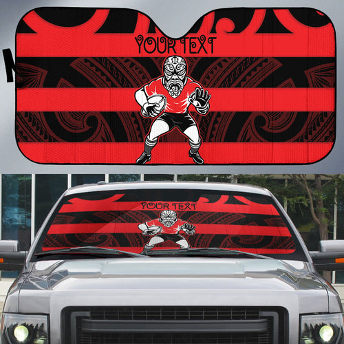 Canterbury Custom Rugby New Zealand Auto Sun Shade Aotearoa Maori Pukana Tiki Mascot