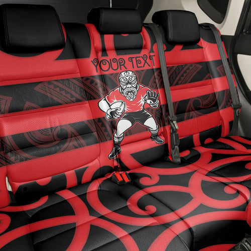 Canterbury Custom Rugby New Zealand Back Car Seat Cover Aotearoa Maori Pukana Tiki Mascot
