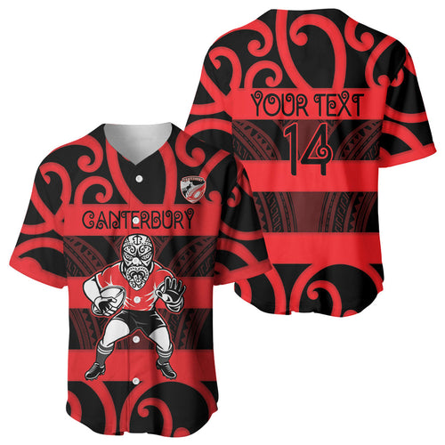 Canterbury Custom Rugby New Zealand Baseball Jersey Aotearoa Maori Pukana Tiki Mascot