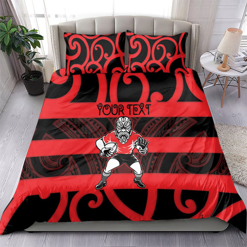 Canterbury Custom Rugby New Zealand Bedding Set Aotearoa Maori Pukana Tiki Mascot
