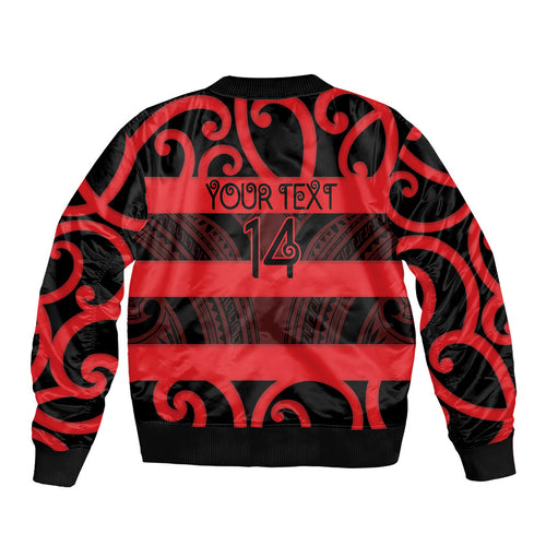 Canterbury Custom Rugby New Zealand Bomber Jacket Aotearoa Maori Pukana Tiki Mascot