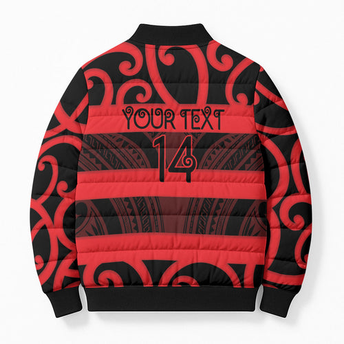 Canterbury Custom Rugby New Zealand Bomber Puffer Jacket Aotearoa Maori Pukana Tiki Mascot