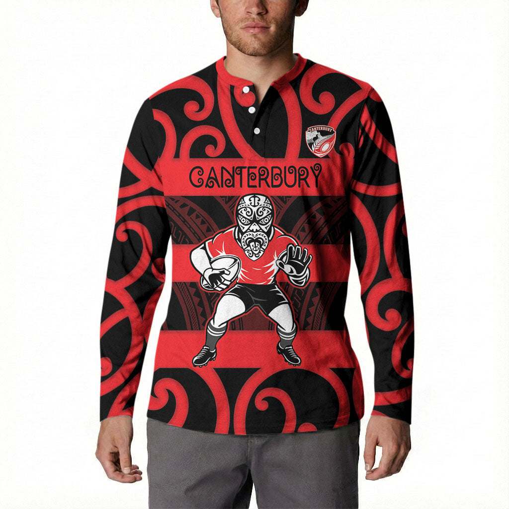 Canterbury Custom Rugby New Zealand Button Sweatshirt Aotearoa Maori Pukana Tiki Mascot