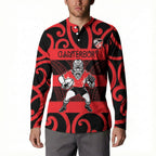 Canterbury Custom Rugby New Zealand Button Sweatshirt Aotearoa Maori Pukana Tiki Mascot
