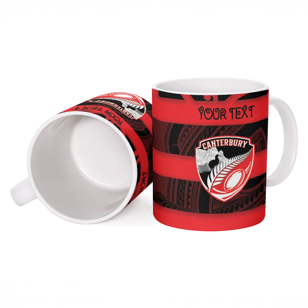 Canterbury Custom Rugby New Zealand Ceramic Mug Aotearoa Maori Pukana Tiki Mascot