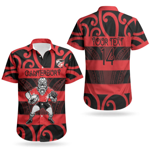Canterbury Custom Rugby New Zealand Couples Matching Mermaid Dress and Hawaiian Shirt Aotearoa Maori Pukana Tiki Mascot