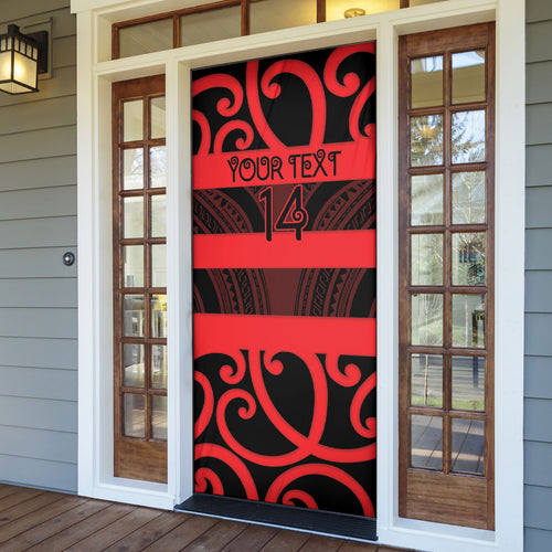 Canterbury Custom Rugby New Zealand Door Cover Aotearoa Maori Pukana Tiki Mascot