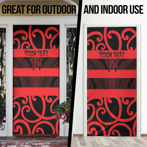 Canterbury Custom Rugby New Zealand Door Cover Aotearoa Maori Pukana Tiki Mascot