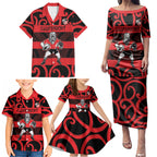 Canterbury Custom Rugby New Zealand Family Matching Puletasi and Hawaiian Shirt Aotearoa Maori Pukana Tiki Mascot