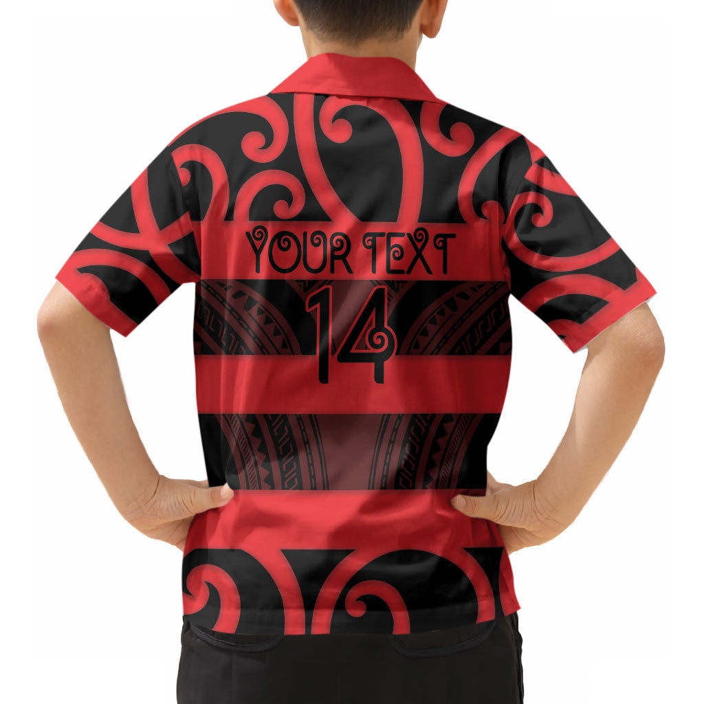 Canterbury Custom Rugby New Zealand Kid Hawaiian Shirt Aotearoa Maori Pukana Tiki Mascot