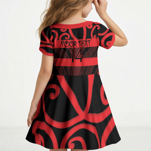 Canterbury Custom Rugby New Zealand Kid Short Sleeve Dress Aotearoa Maori Pukana Tiki Mascot