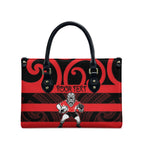 Canterbury Custom Rugby New Zealand Leather Bag Aotearoa Maori Pukana Tiki Mascot
