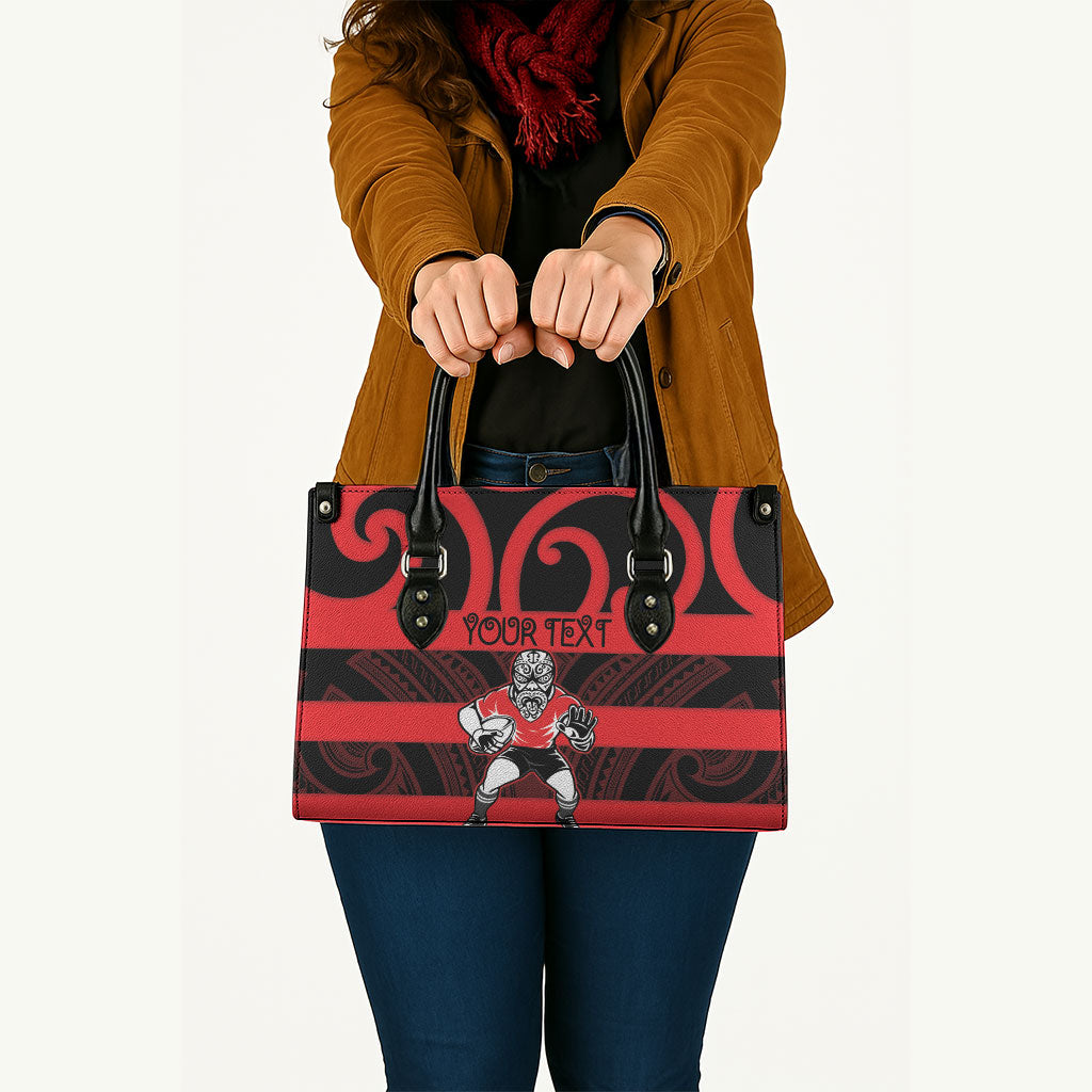 Canterbury Custom Rugby New Zealand Leather Bag Aotearoa Maori Pukana Tiki Mascot