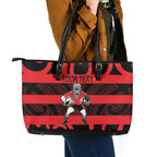 Canterbury Custom Rugby New Zealand Leather Tote Bag Aotearoa Maori Pukana Tiki Mascot