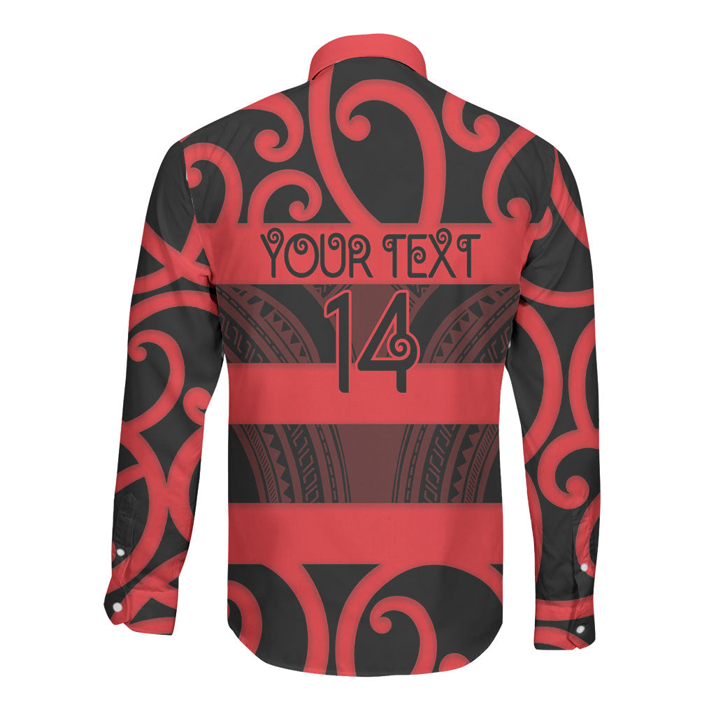 Canterbury Custom Rugby New Zealand Long Sleeve Button Shirt Aotearoa Maori Pukana Tiki Mascot