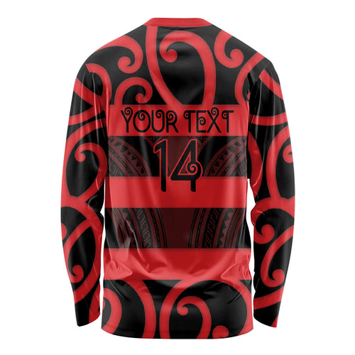 Canterbury Custom Rugby New Zealand Long Sleeve Shirt Aotearoa Maori Pukana Tiki Mascot