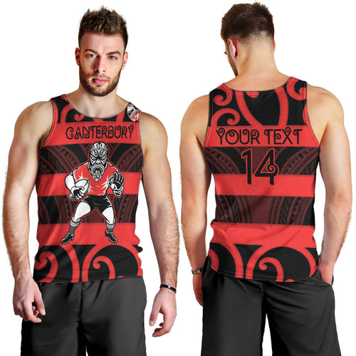 Canterbury Custom Rugby New Zealand Men Tank Top Aotearoa Maori Pukana Tiki Mascot