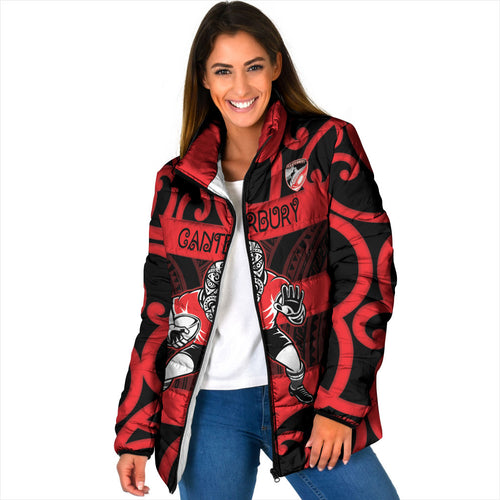 Canterbury Custom Rugby New Zealand Padded Jacket Aotearoa Maori Pukana Tiki Mascot
