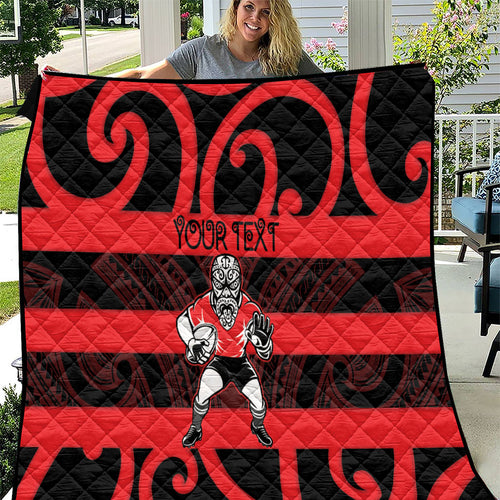 Canterbury Custom Rugby New Zealand Quilt Aotearoa Maori Pukana Tiki Mascot