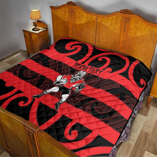 Canterbury Custom Rugby New Zealand Quilt Aotearoa Maori Pukana Tiki Mascot