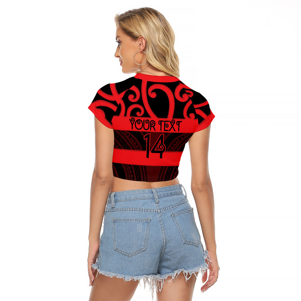 Canterbury Custom Rugby New Zealand Raglan Cropped T Shirt Aotearoa Maori Pukana Tiki Mascot