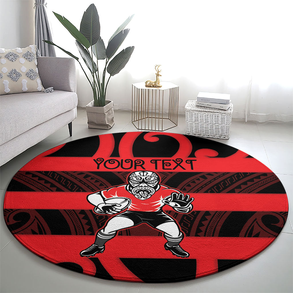 Canterbury Custom Rugby New Zealand Round Carpet Aotearoa Maori Pukana Tiki Mascot