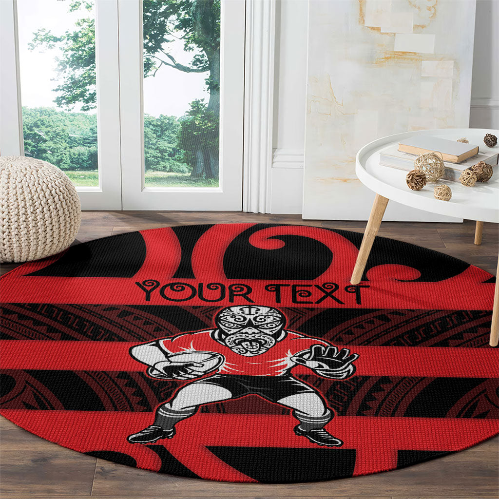 Canterbury Custom Rugby New Zealand Round Carpet Aotearoa Maori Pukana Tiki Mascot
