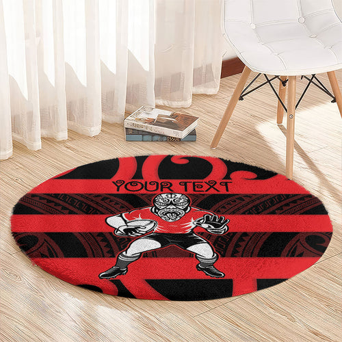 Canterbury Custom Rugby New Zealand Round Carpet Aotearoa Maori Pukana Tiki Mascot