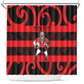 Canterbury Custom Rugby New Zealand Shower Curtain Aotearoa Maori Pukana Tiki Mascot