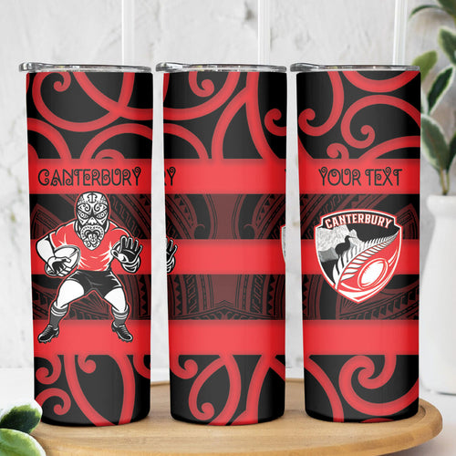 Canterbury Custom Rugby New Zealand Skinny Tumbler Aotearoa Maori Pukana Tiki Mascot
