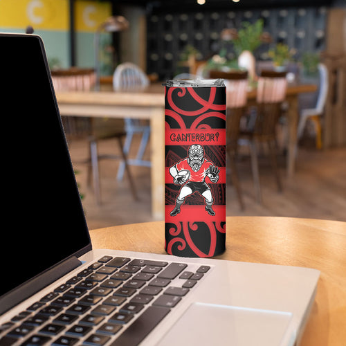 Canterbury Custom Rugby New Zealand Skinny Tumbler Aotearoa Maori Pukana Tiki Mascot