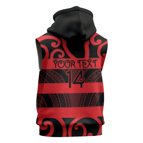 Canterbury Custom Rugby New Zealand Sleeveless Hoodie Aotearoa Maori Pukana Tiki Mascot