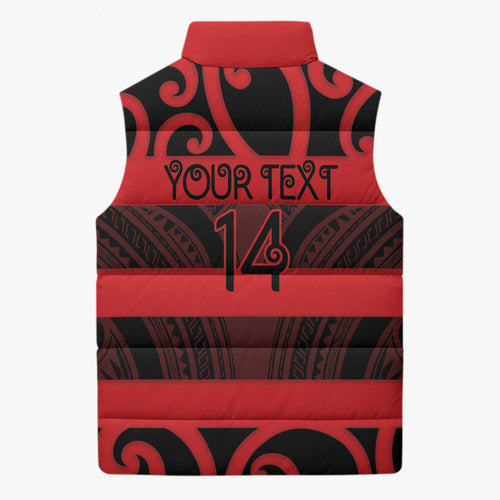 Canterbury Custom Rugby New Zealand Sleeveless Puffer Jacket Aotearoa Maori Pukana Tiki Mascot