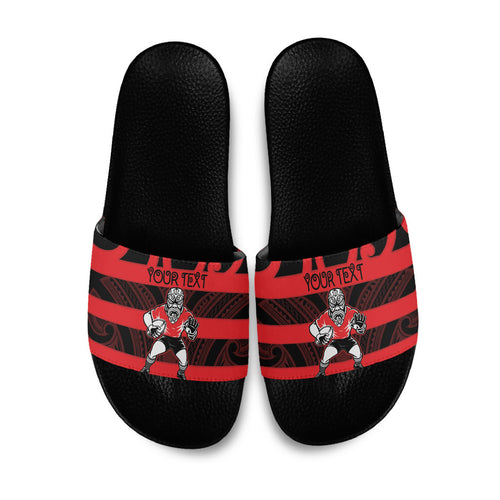 Canterbury Custom Rugby New Zealand Slide Sandals Aotearoa Maori Pukana Tiki Mascot