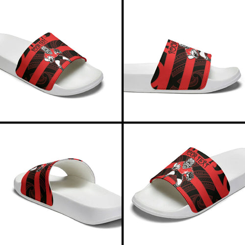 Canterbury Custom Rugby New Zealand Slide Sandals Aotearoa Maori Pukana Tiki Mascot