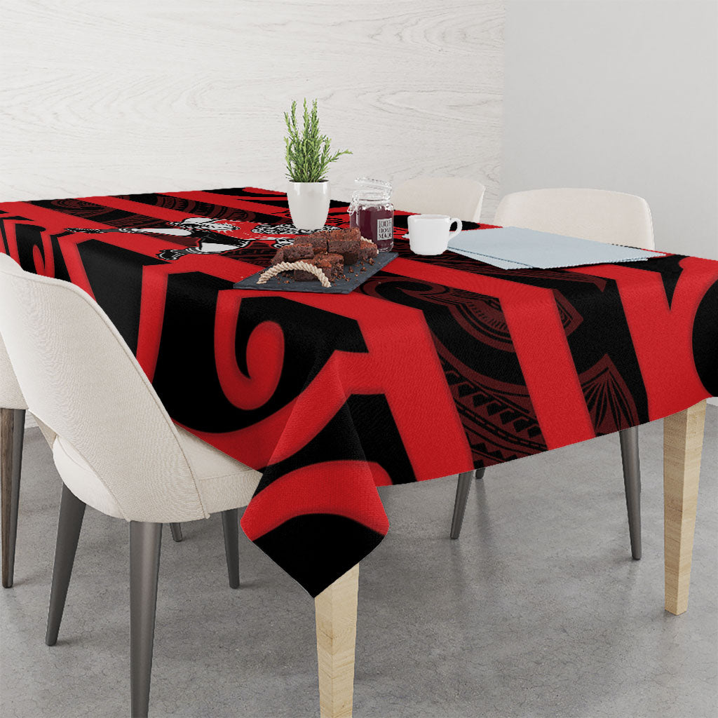 Canterbury Custom Rugby New Zealand Tablecloth Aotearoa Maori Pukana Tiki Mascot
