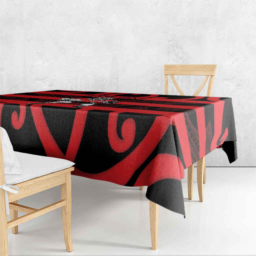 Canterbury Custom Rugby New Zealand Tablecloth Aotearoa Maori Pukana Tiki Mascot