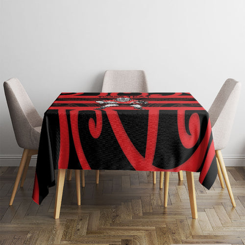 Canterbury Custom Rugby New Zealand Tablecloth Aotearoa Maori Pukana Tiki Mascot