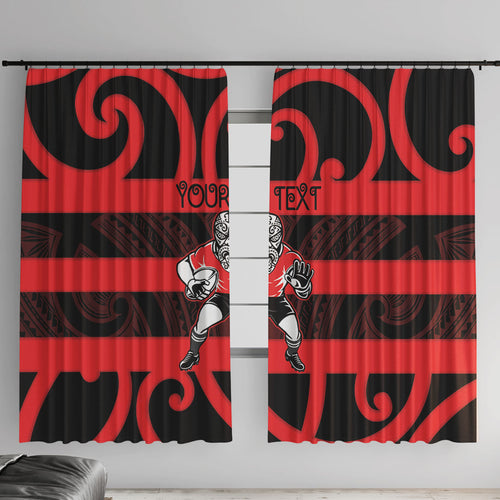 Canterbury Custom Rugby New Zealand Window Curtain Aotearoa Maori Pukana Tiki Mascot