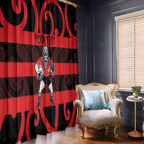 Canterbury Custom Rugby New Zealand Window Curtain Aotearoa Maori Pukana Tiki Mascot