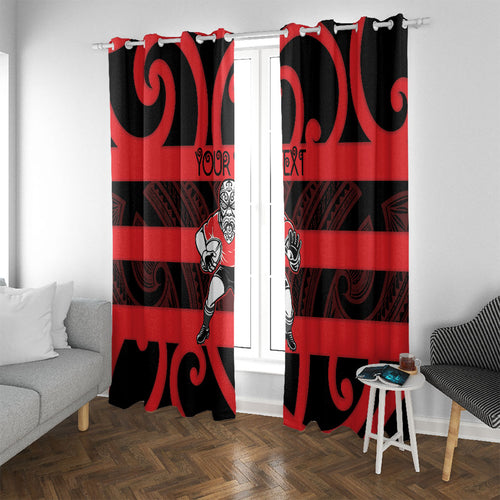 Canterbury Custom Rugby New Zealand Window Curtain Aotearoa Maori Pukana Tiki Mascot