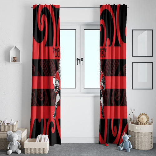 Canterbury Custom Rugby New Zealand Window Curtain Aotearoa Maori Pukana Tiki Mascot