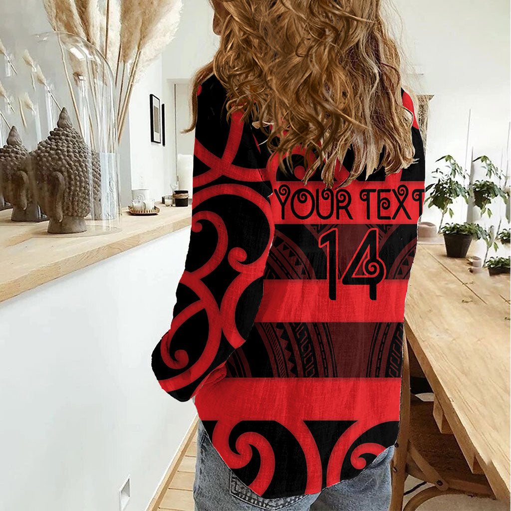 Canterbury Custom Rugby New Zealand Women Casual Shirt Aotearoa Maori Pukana Tiki Mascot