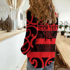 Canterbury Custom Rugby New Zealand Women Casual Shirt Aotearoa Maori Pukana Tiki Mascot